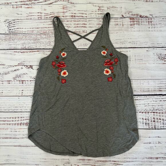 Hollister Floral Embroidered Tank Top Size Small Pre-Loved - Picture 1 of 7